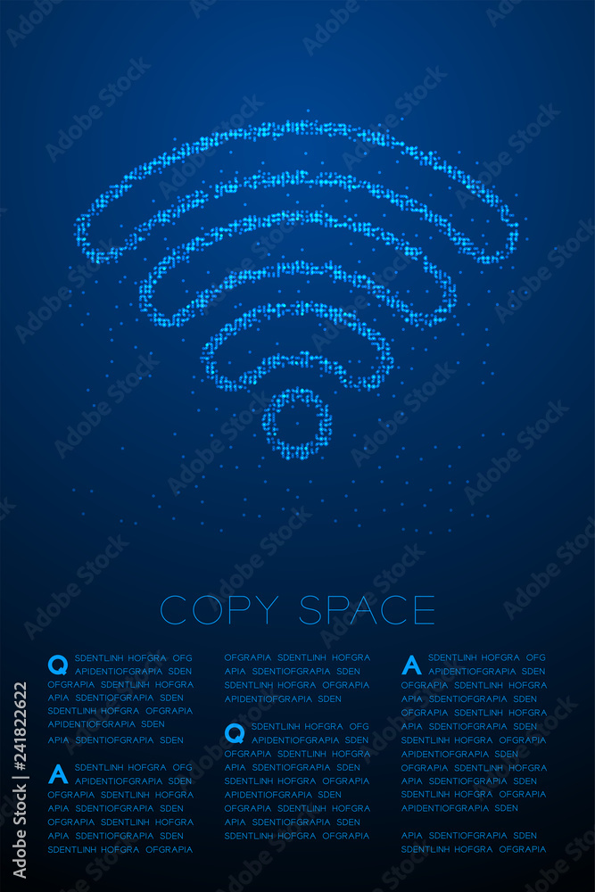 Aufkleber abstract geometric bokeh circle dot pixel pattern wifi symbol, internet connect concept design blue 