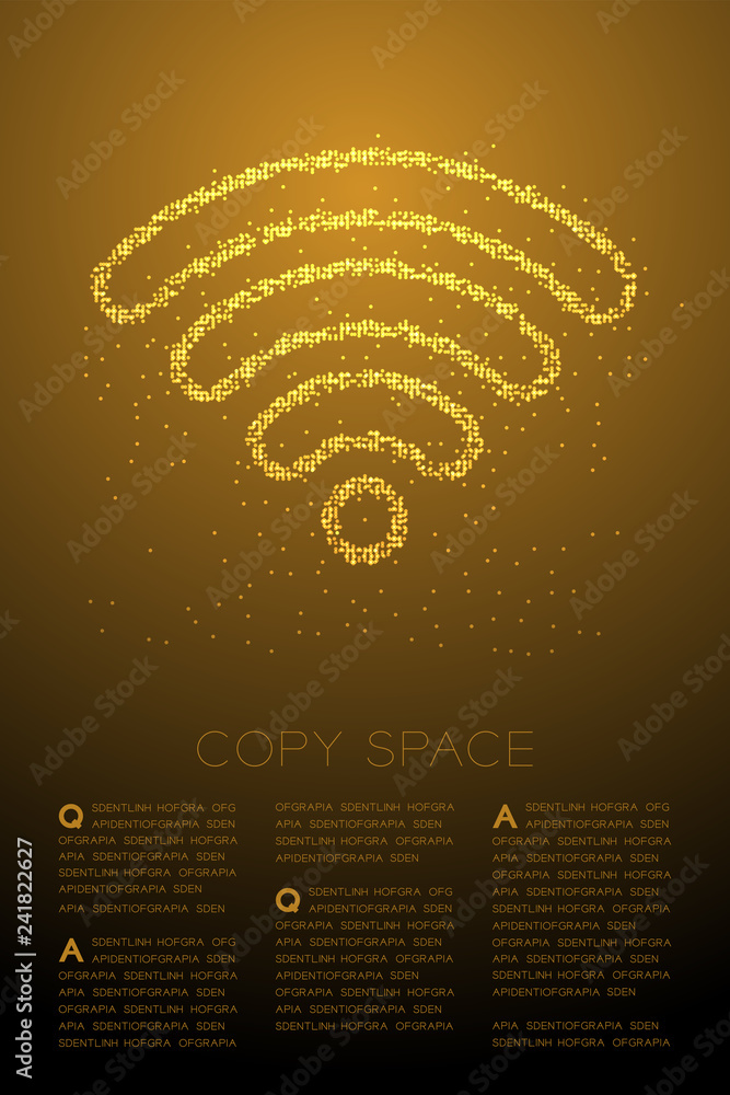 Aufkleber abstract geometric bokeh circle dot pixel pattern wifi symbol, internet connect concept design gold 