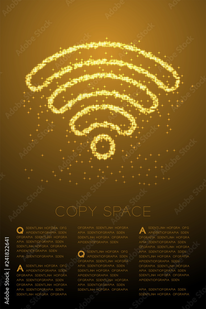 Aufkleber abstract shiny bokeh star pattern wifi symbol, internet connect concept design gold color illustrati