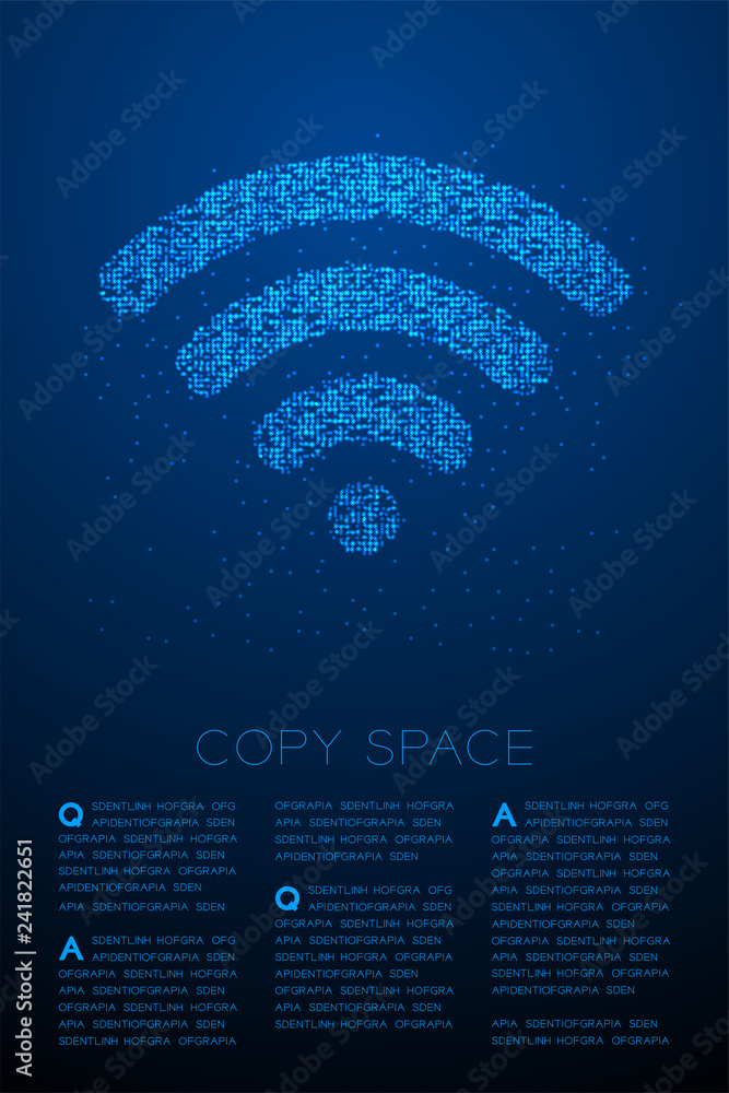 Aufkleber abstract geometric bokeh circle dot pixel pattern wifi symbol, internet connect concept design blue 