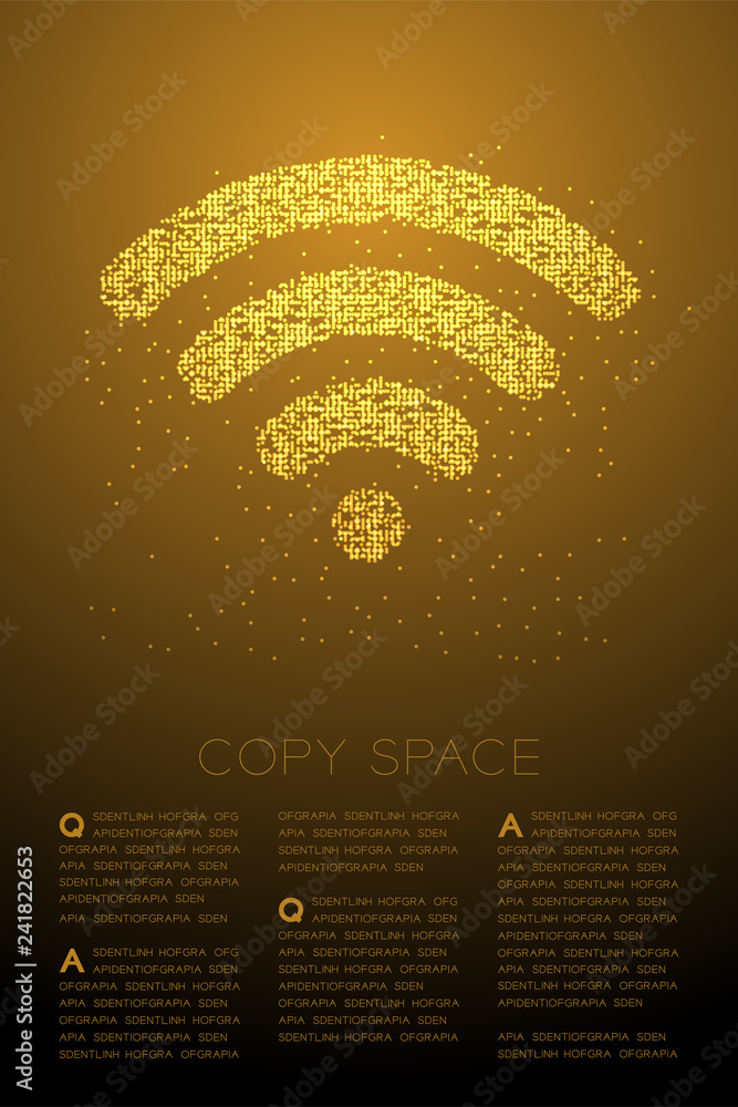 Aufkleber abstract geometric bokeh circle dot pixel pattern wifi symbol, internet connect concept design gold 