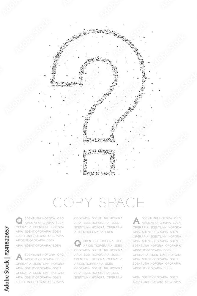 Aufkleber abstract geometric low polygon square box pixel and triangle pattern question mark sign icon, doubt 