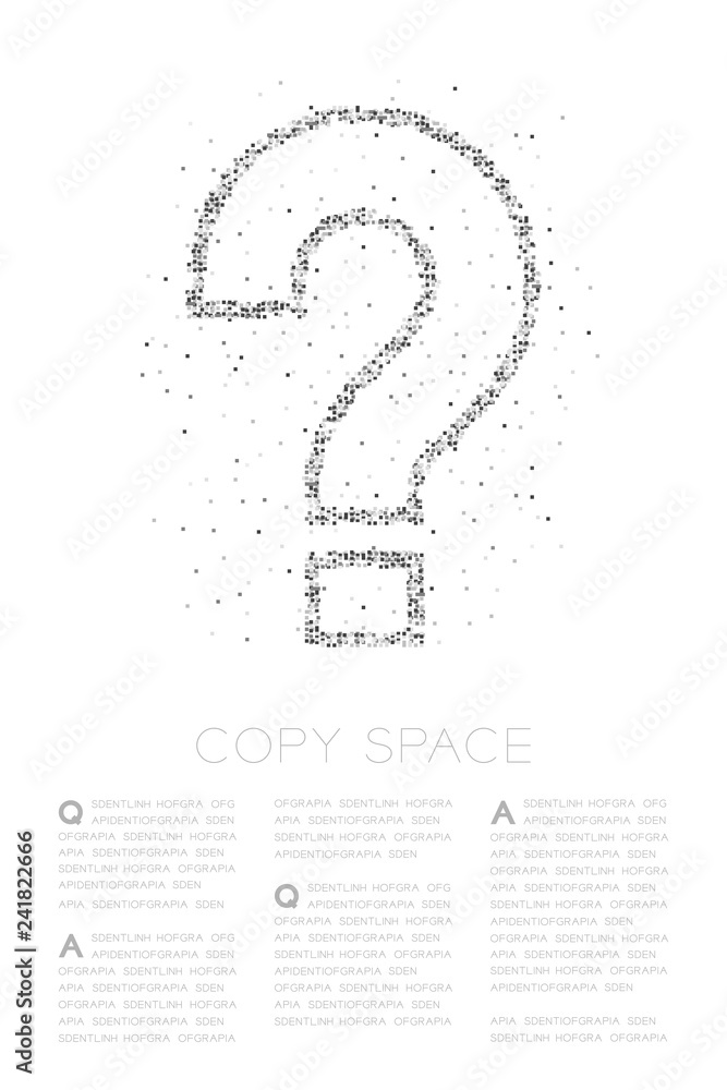 Aufkleber abstract geometric square box pixel pattern question mark sign icon, doubt concept design black colo