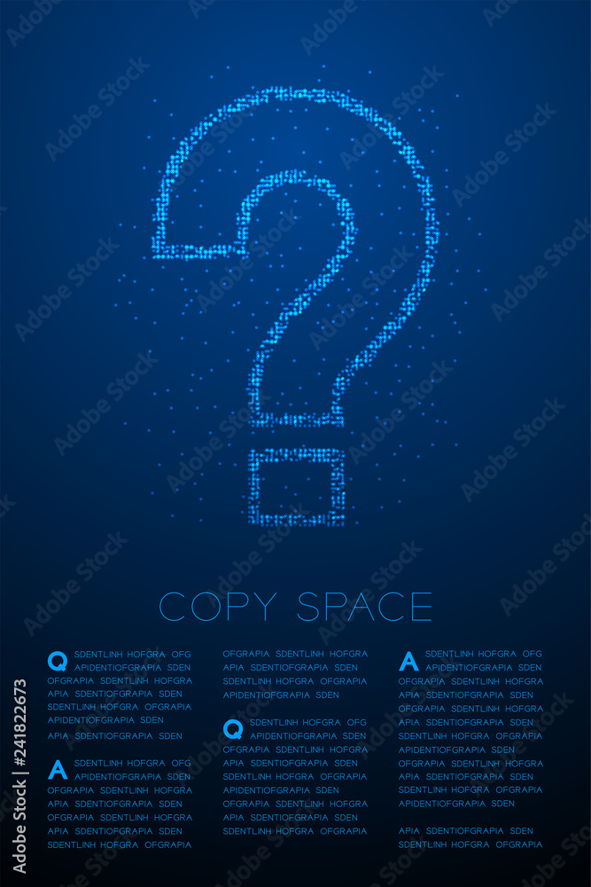 Aufkleber abstract geometric bokeh circle dot pixel pattern question mark sign icon, doubt concept design blue