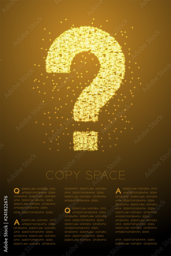 Aufkleber abstract shiny bokeh star pattern question mark sign icon, doubt concept design gold color illustrat