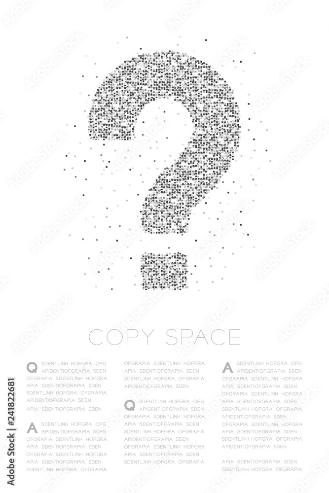 Aufkleber abstract geometric square box pixel pattern question mark sign icon, doubt concept design black colo