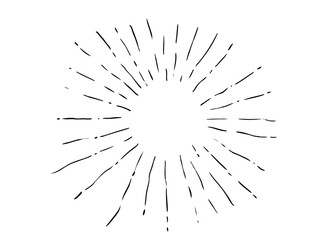 Obraz premium Sun rays images in Hand Drawing style.