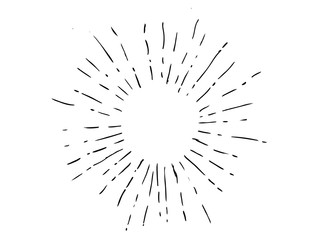 Fototapeta premium Sun rays images in Hand Drawing style.