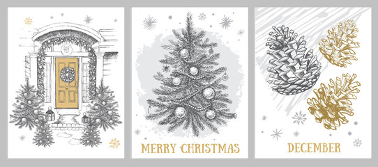 Christmas pattern in sketch style. Hand drawn. © oldesign