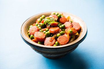 Carrot green peas sabzi / Gajar Mutter sabji