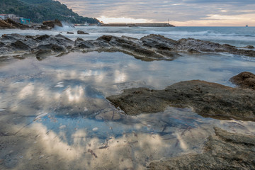 Long Exposure of the Mediterranean Coast of Southern Italy at Sunset