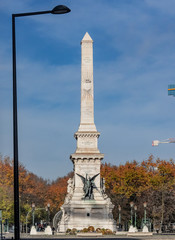 Lisbon - Portugal, obelisk placed in Restauradores square to celebrate the Victory and Independence...