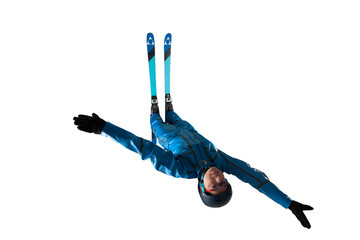 Freestyle aerials skiing isolated on white