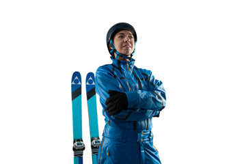 Freestyle aerials skiing isolated on white