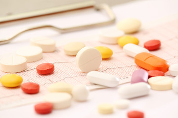 Medication pills as a medical healthcare concept