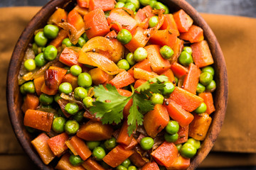 Carrot green peas sabzi / Gajar Mutter sabji