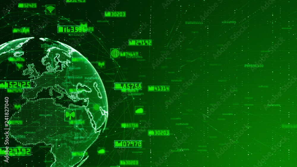Poster digital network data and communication network concept abstract background. world original source fr