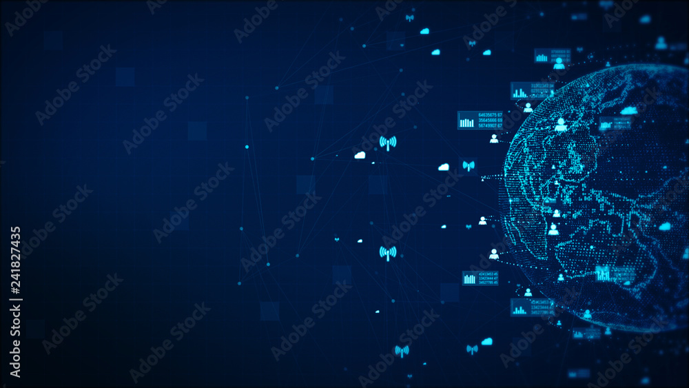 Aufkleber digital technology network data and communication concept abstract background. earth element furnish