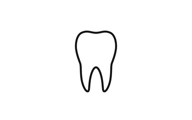Tooth isolated on a white background. Icon or logo. Tooth silhouette, line. Dental health. Simple modern design. Flat style vector illustration.