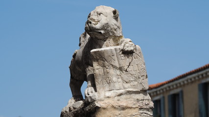 Venezia, Italy. The Lion of Saint Marco symbol of the presence of Venice on the different buildings and monuments