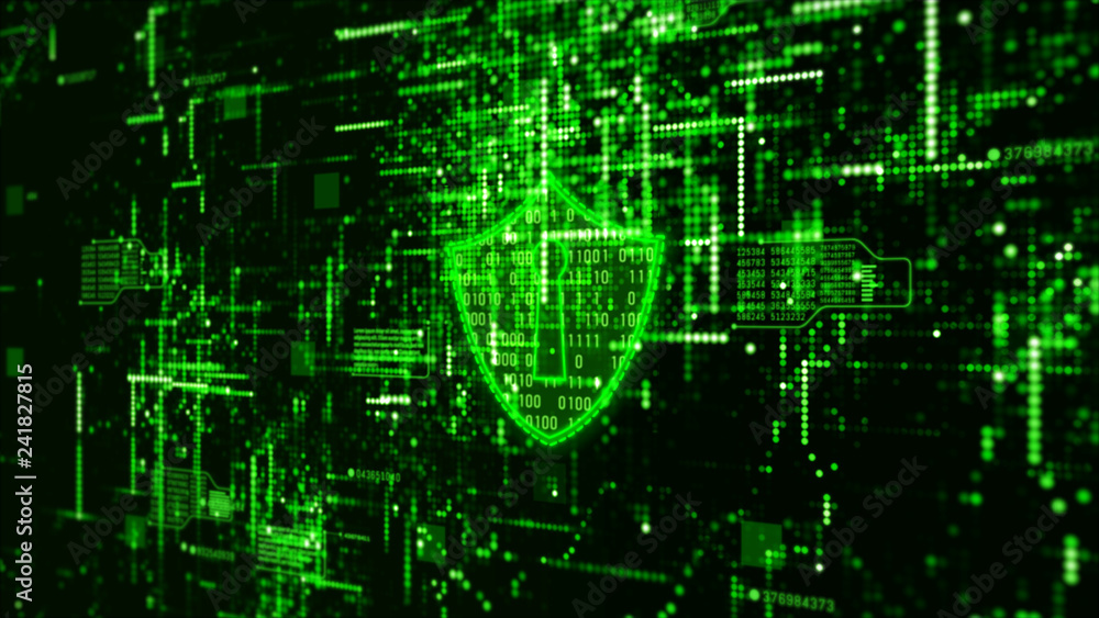 Poster hi-tech digital technology cyber security display holographic information abstract background