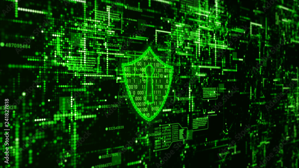 Poster hi-tech digital technology cyber security display holographic information abstract background