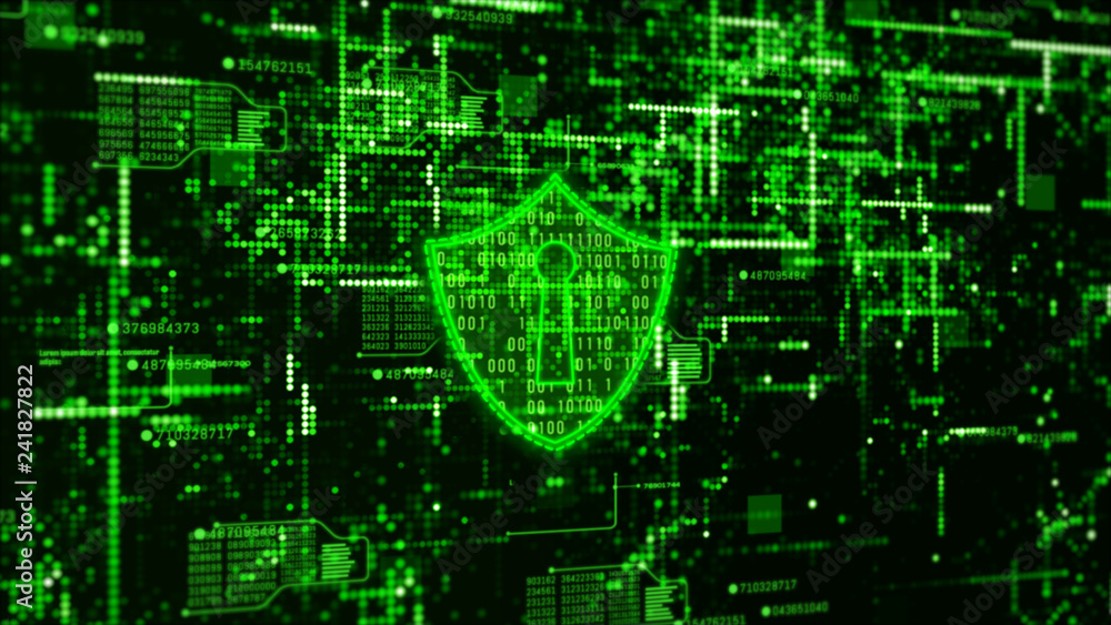 Aufkleber hi-tech digital technology cyber security display holographic information abstract background