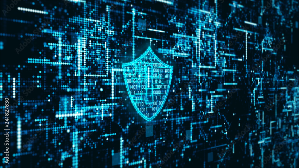 Poster hi-tech digital technology cyber security display holographic information abstract background
