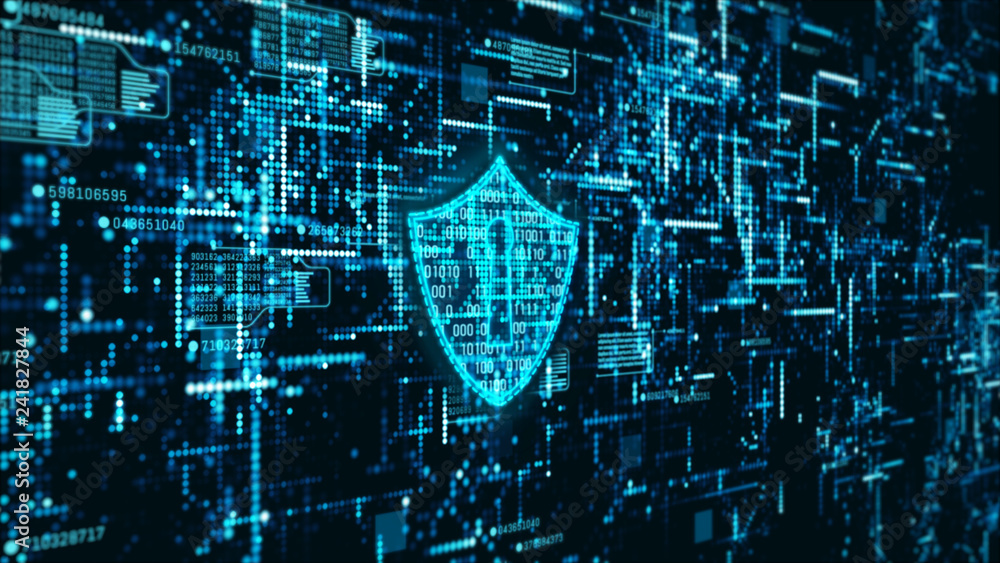 Aufkleber hi-tech digital technology cyber security display holographic information abstract background