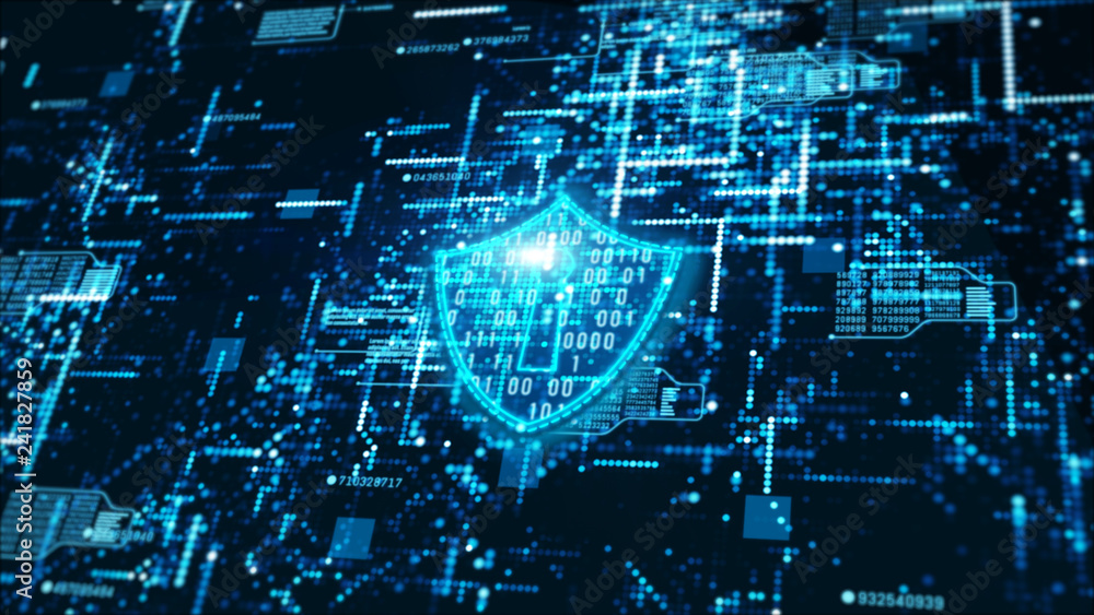 Poster hi-tech digital technology cyber security display holographic information abstract background