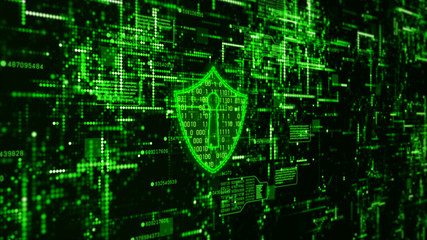 Obraz premium Hi-Tech digital technology cyber security display holographic information abstract background