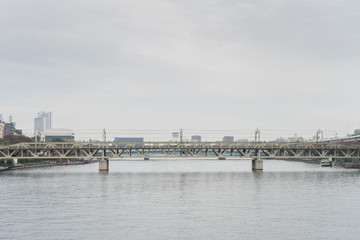 The bridge for japanese train Tobu line to Tokyo Skytree across sumida river