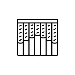 Black & white vector illustration of combi curtain shutter. Line icon of window vertical blind jalousie. Isolated object