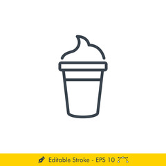 Iced Cappuccino Icon / Vector - In Line / Stroke Design