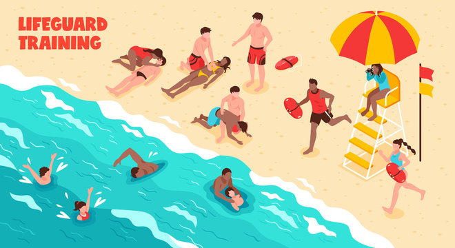  Lifeguard Training Horizontal Illustration