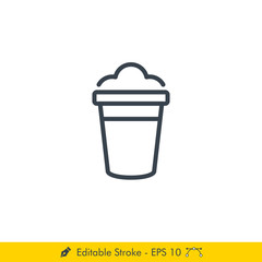 Iced Frappe (Latte)  Icon / Vector - In Line / Stroke Design