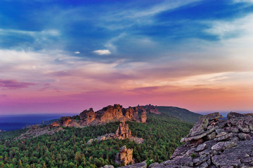 rocks on the top of the mountain in the urals