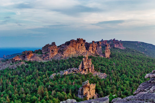 rocks on the top of the mountain in the urals
