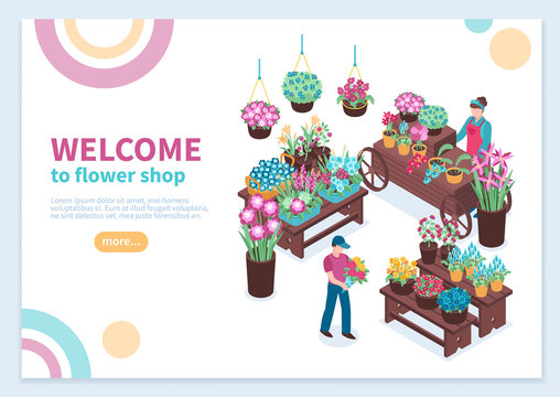 Flower Shop Isometric Concept