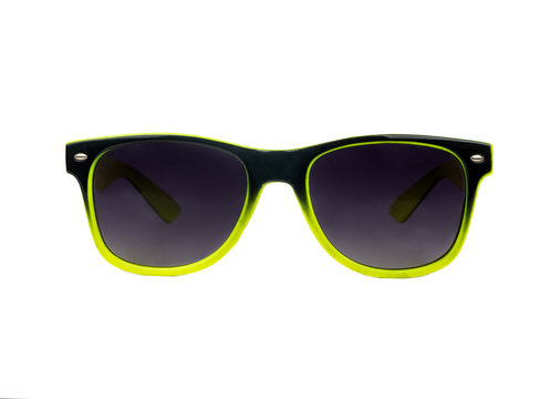 Green sunglasses isolated
