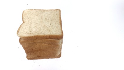 Whole wheat bread with white background. 