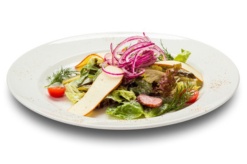 salad with sausages and cheese