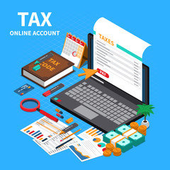 Accounting Tax Isometric Composition 