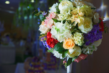 decoration of the festive buffet table, decorations and snacks, sweets and drinks