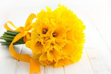 Easter bouquet of yellow daffodils.