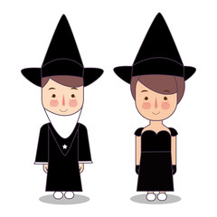 Design Elements for Halloween. Halloween Symbols. Witch Hat. Magician hat. Hats of the wizard. Kids wearing black costume fashion.