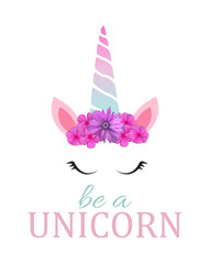 Cute be a unicorn background. Vector Illustration