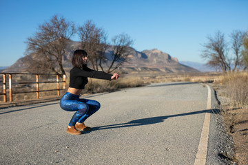 Woman doing sport and relaxing outdoors