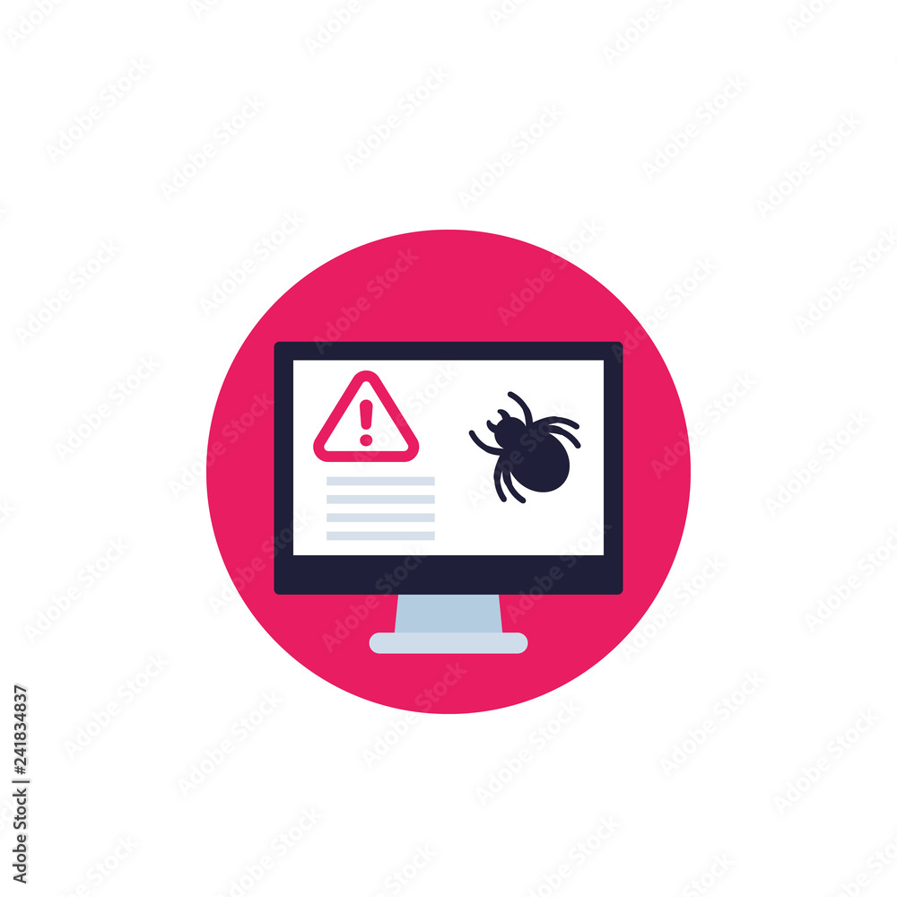 Poster computer bug vector flat icon