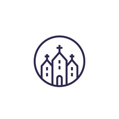 church, catholic temple, vector line icon